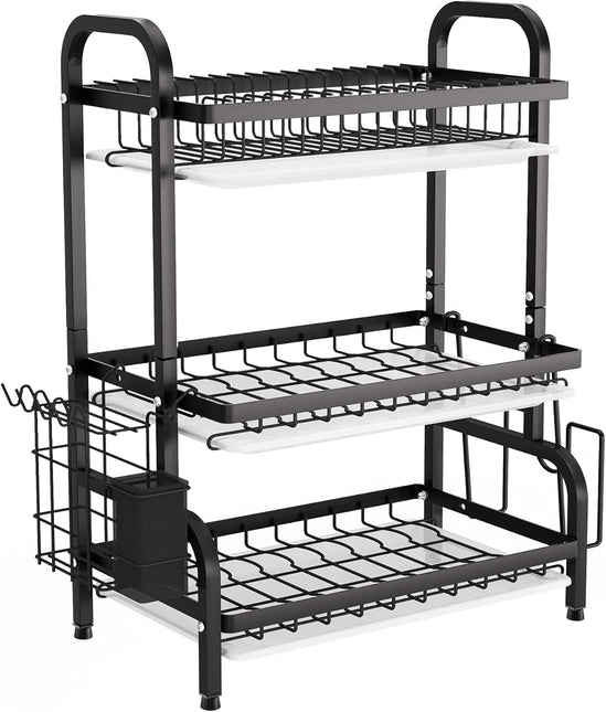 CARLA HOME Dish Drying Rack 3 Tier Large Capacity Kitchen Storage with Utensil and Cutting Board Holder-1992735288283238408