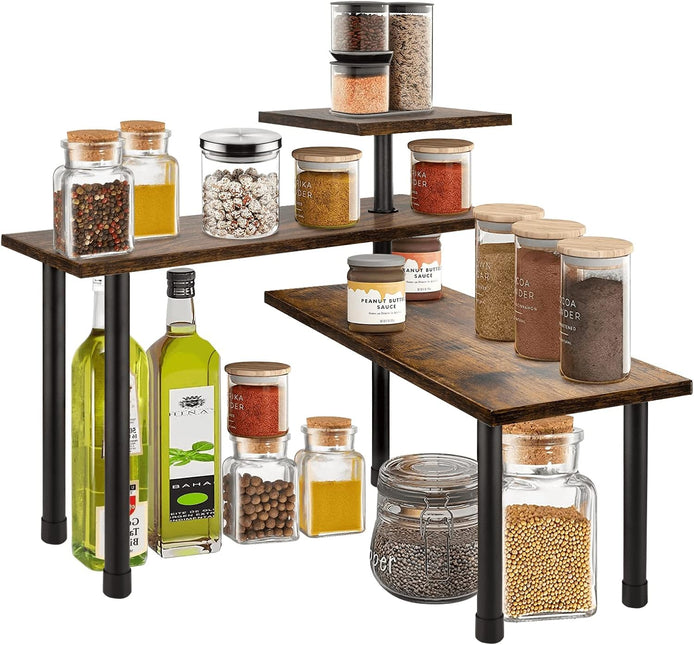 CARLA HOME 3-Tier Wooden Corner Shelf Kitchen Spice Rack Organiser Home Storage & Organisation-1992735294058795008
