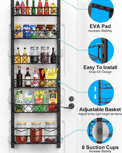 CARLA HOME 6 Tier Adjustable Baskets Over Door Pantry Organiser for Home Kitchen-1992735300773875714