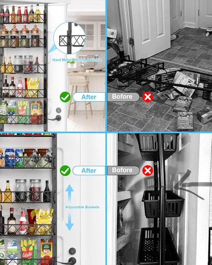 CARLA HOME 6 Tier Adjustable Baskets Over Door Pantry Organiser for Home Kitchen-1992735300773875715