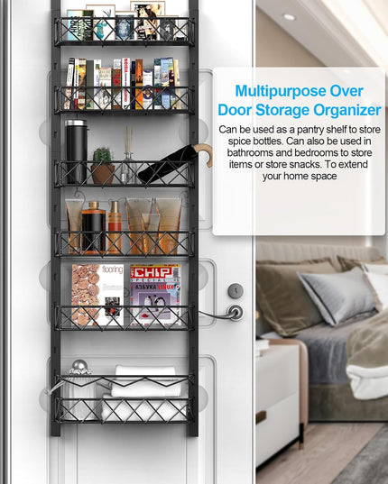 CARLA HOME 6 Tier Adjustable Baskets Over Door Pantry Organiser for Home Kitchen-1992735300773875716