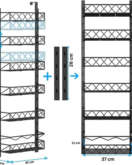 CARLA HOME 6 Tier Adjustable Baskets Over Door Pantry Organiser for Home Kitchen-1992735300773875719