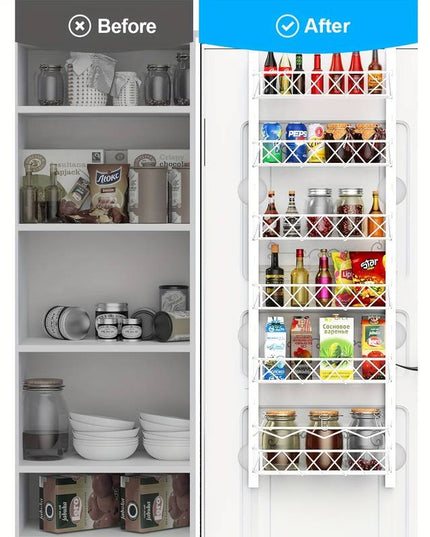 CARLA HOME 6 Tier Adjustable Baskets Over Door Pantry Organiser for Home Kitchen-1992735283900190723