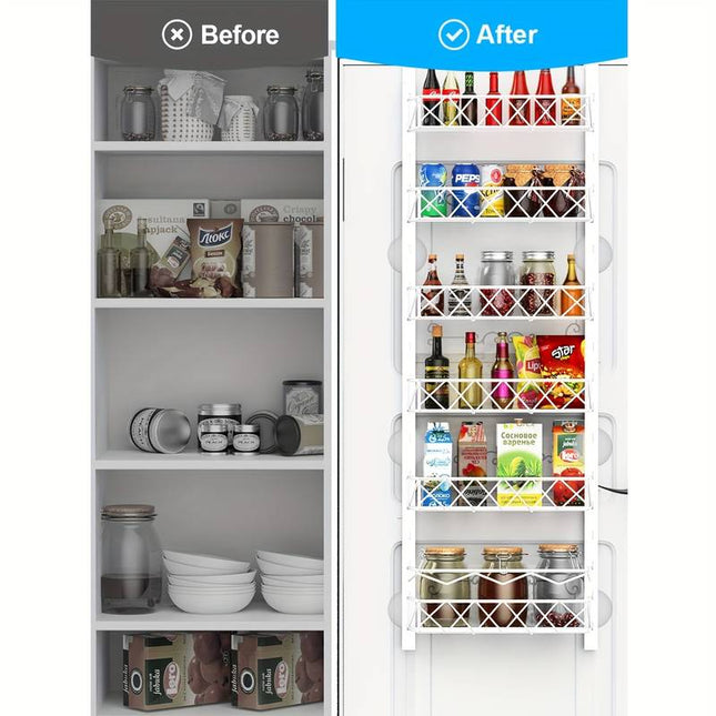 CARLA HOME 6 Tier Adjustable Baskets Over Door Pantry Organiser for Home Kitchen-1992735283900190723