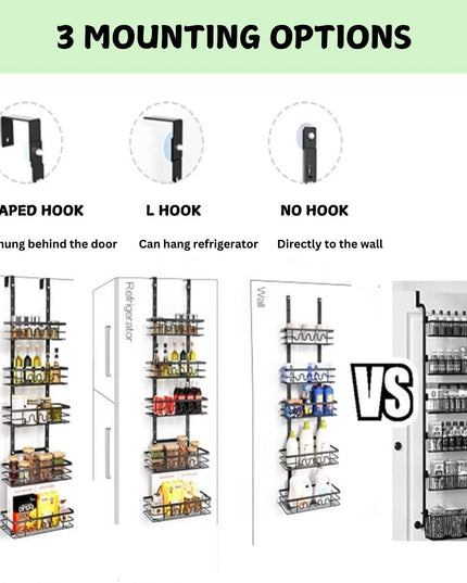 CARLA HOME 4 Tier Adjustable Baskets Over Door Pantry Organiser for Home Kitchen-1992735292326547459