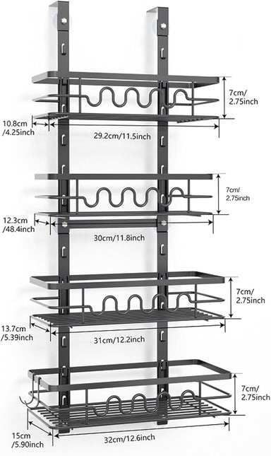 CARLA HOME 4 Tier Adjustable Baskets Over Door Pantry Organiser for Home Kitchen-1992735292326547463