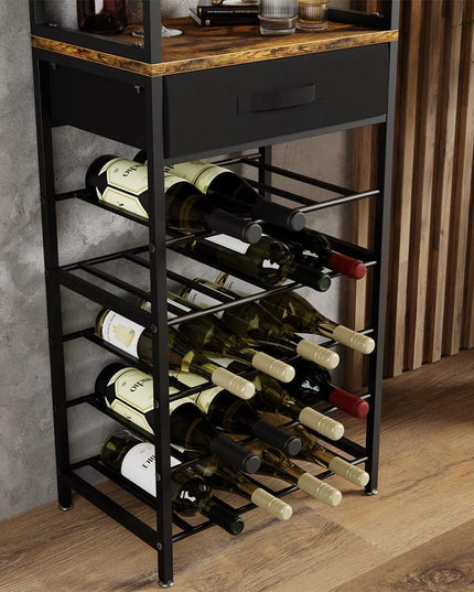CARLA HOME Freestanding Wine Rack for 20 Bottles with Wood Countertop and Sturdy Metal Frame-1992735288069328897