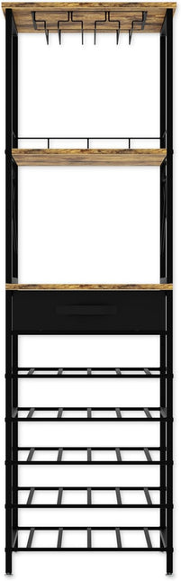CARLA HOME Freestanding Wine Rack for 20 Bottles with Wood Countertop and Sturdy Metal Frame-1992735288069328898