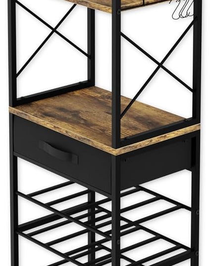 CARLA HOME Freestanding Wine Rack for 20 Bottles with Wood Countertop and Sturdy Metal Frame-1992735288069328899