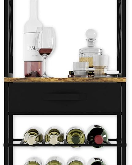 CARLA HOME Freestanding Wine Rack for 20 Bottles with Wood Countertop and Sturdy Metal Frame-1992735288069328900