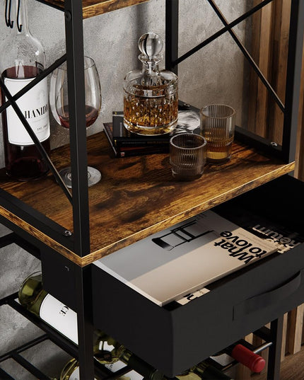 CARLA HOME Freestanding Wine Rack for 20 Bottles with Wood Countertop and Sturdy Metal Frame-1992735288069328901