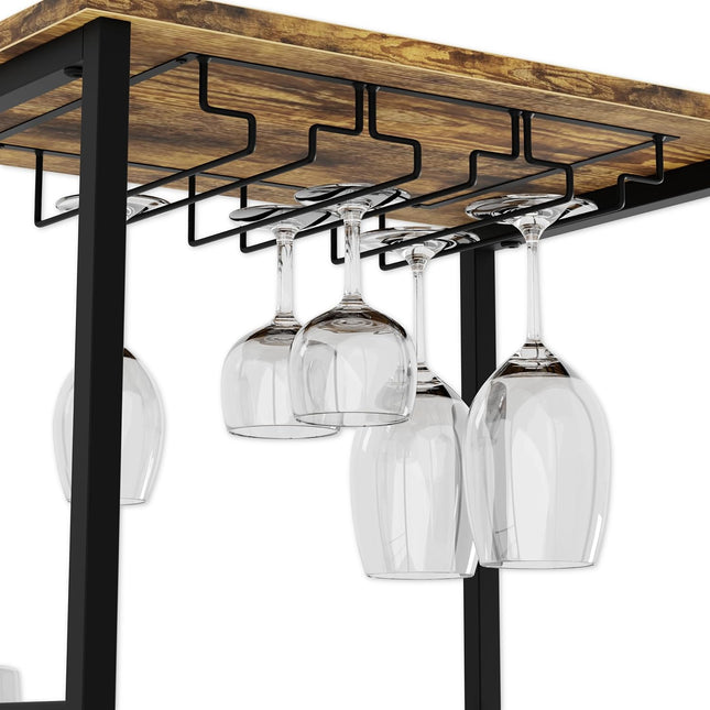 CARLA HOME Freestanding Wine Rack for 20 Bottles with Wood Countertop and Sturdy Metal Frame-1992735288069328902