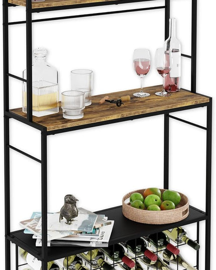 CARLA HOME Large Wine Rack for 20 Bottles with Wood Countertop and Sturdy Metal Frame-1992735289159847936
