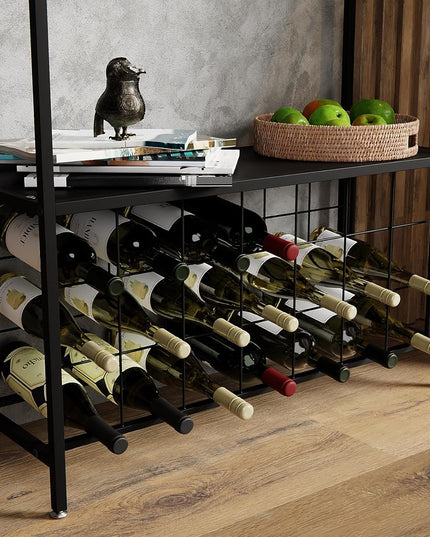 CARLA HOME Large Wine Rack for 20 Bottles with Wood Countertop and Sturdy Metal Frame-1992735289159847940