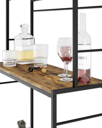 CARLA HOME Large Wine Rack for 20 Bottles with Wood Countertop and Sturdy Metal Frame-1992735289159847942