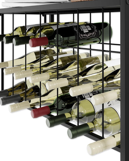 CARLA HOME Large Wine Rack for 20 Bottles with Wood Countertop and Sturdy Metal Frame-1992735289159847943