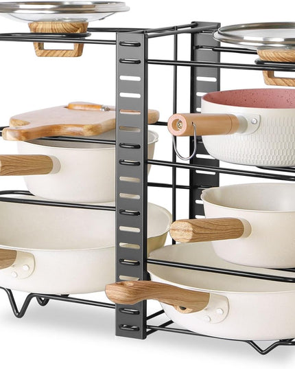 CARLA HOME Adjustable 8-Tier Pan Rack Pot Organizer for Kitchen Cabinet-1992735293010219008