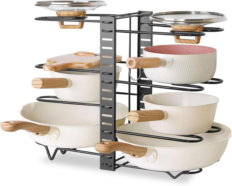 CARLA HOME Adjustable 8-Tier Pan Rack Pot Organizer for Kitchen Cabinet-1992735293010219008
