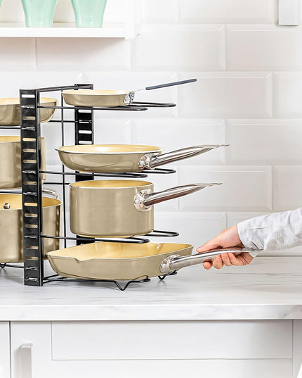 CARLA HOME Adjustable 8-Tier Pan Rack Pot Organizer for Kitchen Cabinet-1992735293010219009