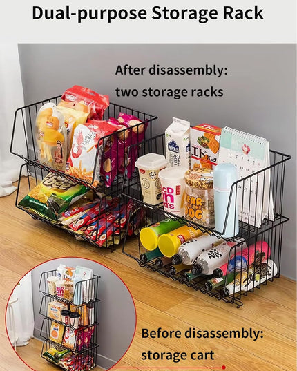 CARLA HOME Metal 5-Tier Rolling Vegetable and Fruit Basket Cart Stand for Kitchen-1992735284772605955