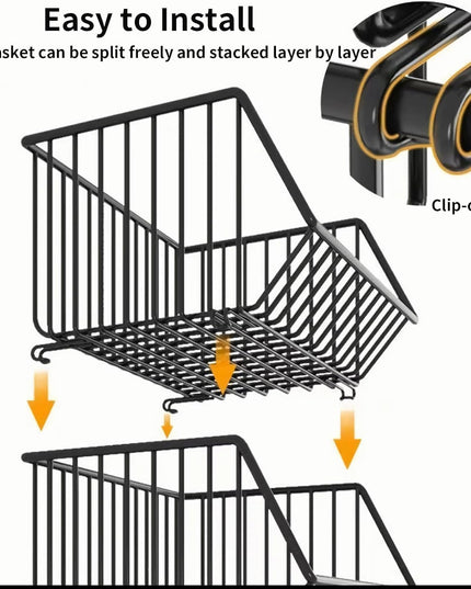 CARLA HOME Metal 5-Tier Rolling Vegetable and Fruit Basket Cart Stand for Kitchen-1992735284772605956