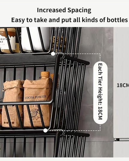 CARLA HOME Metal 5-Tier Rolling Vegetable and Fruit Basket Cart Stand for Kitchen-1992735284772605957