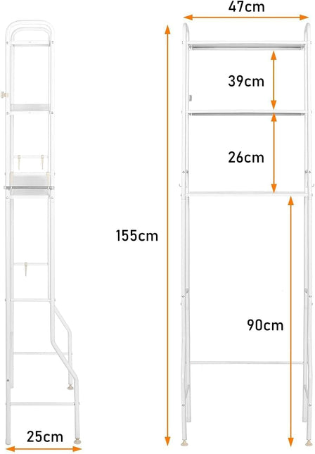 CARLA HOME 3-Tier Over The Toilet Storage Rack with Hooks & Paper Holder for Bathroom & Laundry Room-1992735286743928833