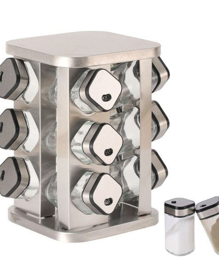 CARLA HOME Rotating Spice Rack Organizer with 20 Glass Jars for Kitchen Countertop-1992735296076255232