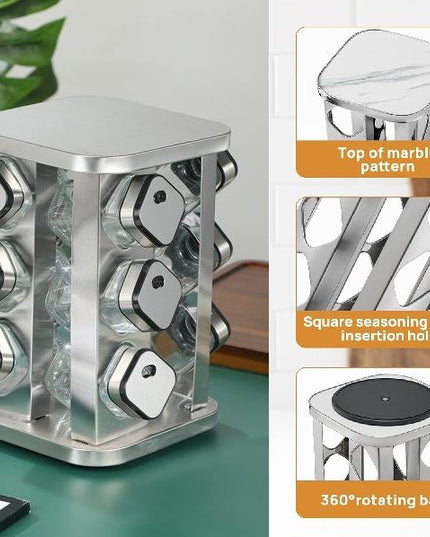 CARLA HOME Rotating Spice Rack Organizer with 20 Glass Jars for Kitchen Countertop-1992735296076255233