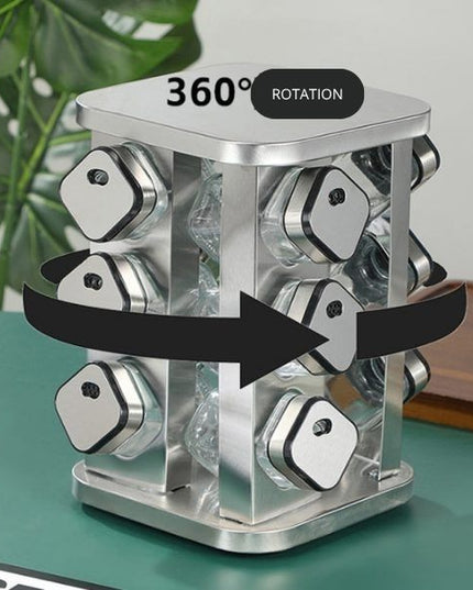 CARLA HOME Rotating Spice Rack Organizer with 20 Glass Jars for Kitchen Countertop-1992735296076255236