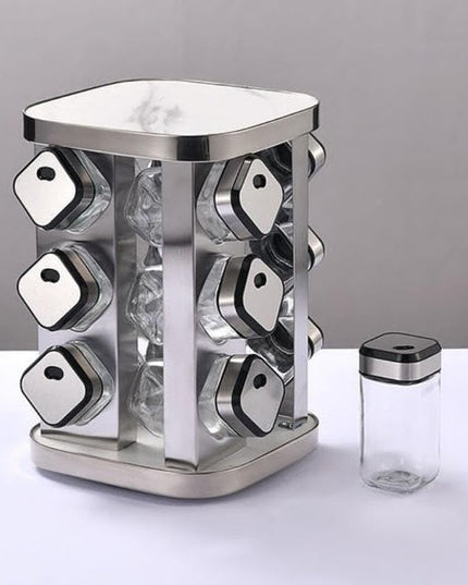 CARLA HOME Rotating Spice Rack Organizer with 20 Glass Jars for Kitchen Countertop-1992735296076255240