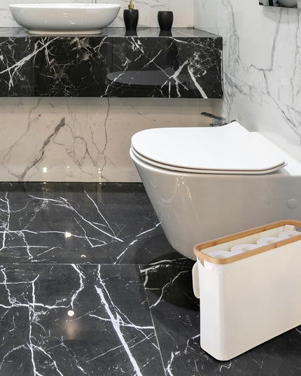 CARLA HOME Toilet Paper Storage Basket Holds Up to 12 Rolls with Bamboo Lid and Handle for RV Closet (White)-1992735297825280001