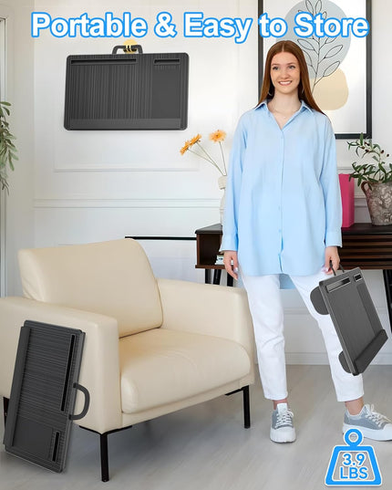 CARLA HOME Oversized Portable Lap Desk with Cushion,Mouse Pad, Tablet and Phone Holder which Fits Up to 17 Inch Laptops for Bed or Sofa (Black)-1992735301117808644