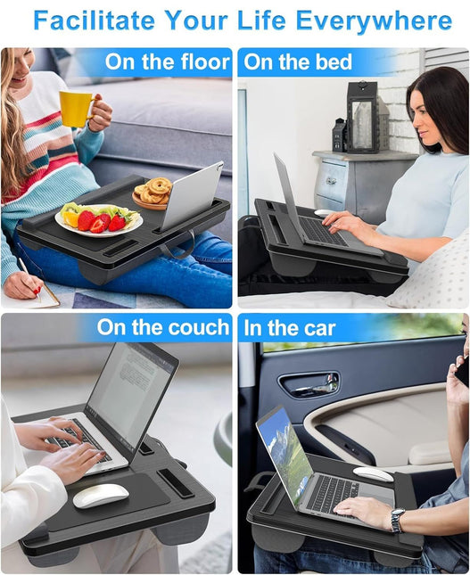 CARLA HOME Oversized Portable Lap Desk with Cushion,Mouse Pad, Tablet and Phone Holder which Fits Up to 17 Inch Laptops for Bed or Sofa (Black)-1992735301117808646