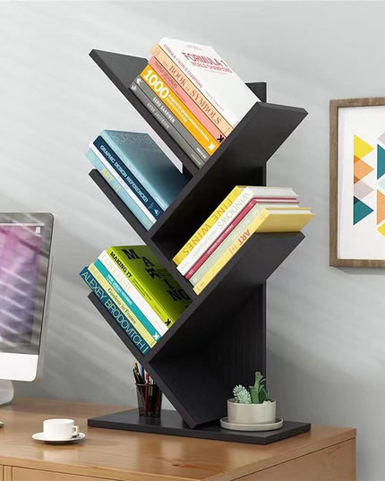 CARLA HOME 5-Tier Tree Bookshelf Storage Rack for Home Office or Bedroom (Black)-1992735295900094464