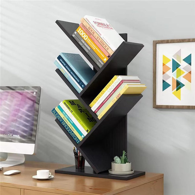 CARLA HOME 5-Tier Tree Bookshelf Storage Rack for Home Office or Bedroom (Black)-1992735295900094464