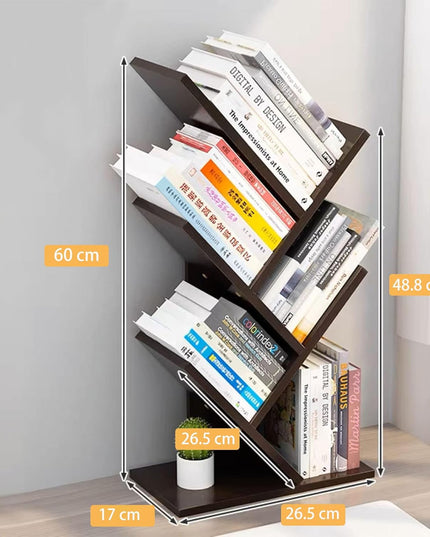 CARLA HOME 5-Tier Tree Bookshelf Storage Rack for Home Office or Bedroom (Black)-1992735295900094465
