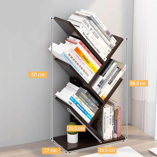 CARLA HOME 5-Tier Tree Bookshelf Storage Rack for Home Office or Bedroom (Black)-1992735295900094465