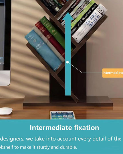 CARLA HOME 5-Tier Tree Bookshelf Storage Rack for Home Office or Bedroom (Black)-1992735295900094468