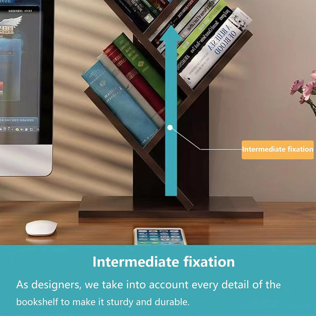 CARLA HOME 5-Tier Tree Bookshelf Storage Rack for Home Office or Bedroom (Black)-1992735295900094468