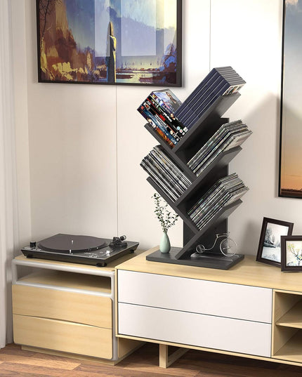 CARLA HOME 5-Tier Tree Bookshelf Storage Rack for Home Office or Bedroom (Black)-1992735295900094470