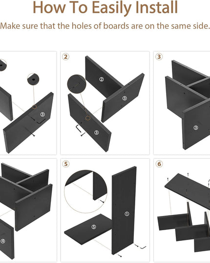 CARLA HOME 5-Tier Tree Bookshelf Storage Rack for Home Office or Bedroom (Black)-1992735295900094471