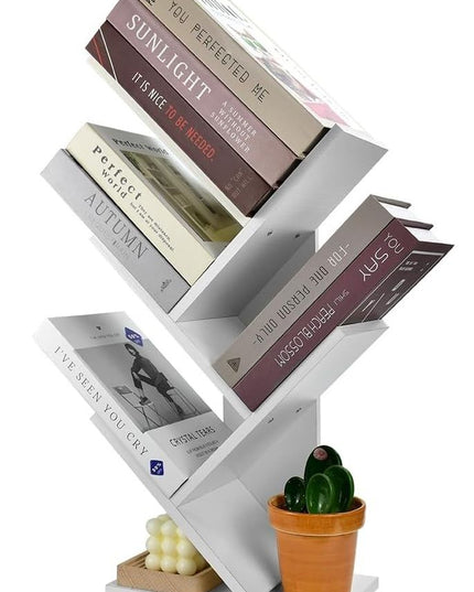 CARLA HOME 5-Tier Tree Bookshelf Storage Rack for Home Office or Bedroom (White)-1992735294960570377