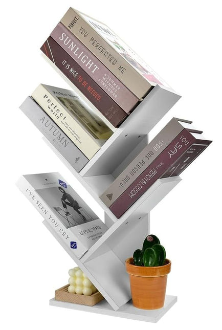 CARLA HOME 5-Tier Tree Bookshelf Storage Rack for Home Office or Bedroom (White)-1992735294960570377