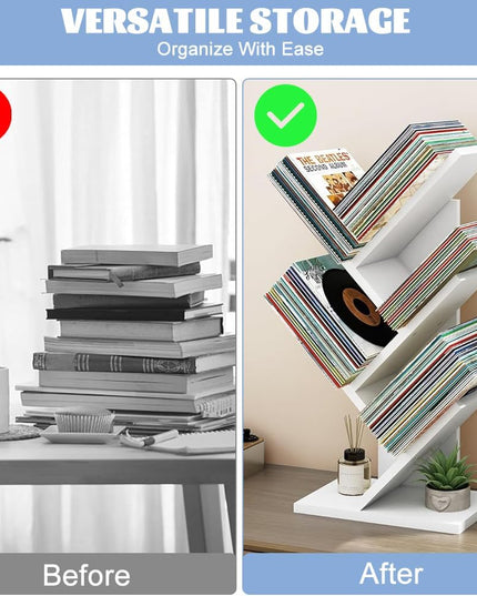 CARLA HOME 5-Tier Tree Bookshelf Storage Rack for Home Office or Bedroom (White)-1992735294960570370