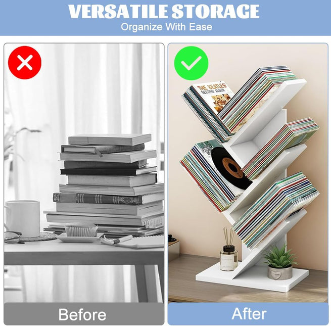CARLA HOME 5-Tier Tree Bookshelf Storage Rack for Home Office or Bedroom (White)-1992735294960570370
