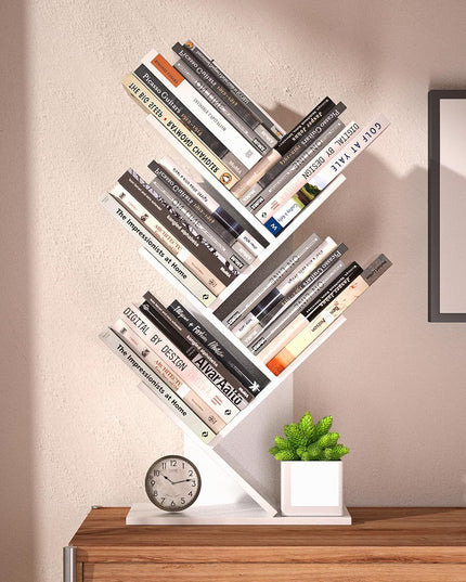 CARLA HOME 5-Tier Tree Bookshelf Storage Rack for Home Office or Bedroom (White)-1992735294960570372