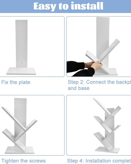 CARLA HOME 5-Tier Tree Bookshelf Storage Rack for Home Office or Bedroom (White)-1992735294960570375