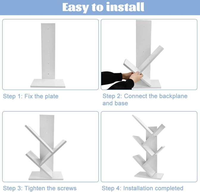 CARLA HOME 5-Tier Tree Bookshelf Storage Rack for Home Office or Bedroom (White)-1992735294960570375