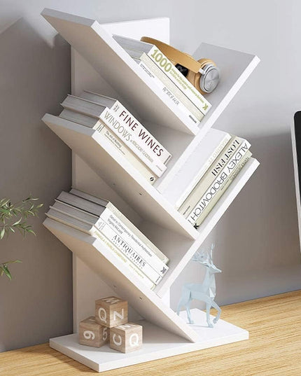 CARLA HOME 5-Tier Tree Bookshelf Storage Rack for Home Office or Bedroom (White)-1992735294960570376